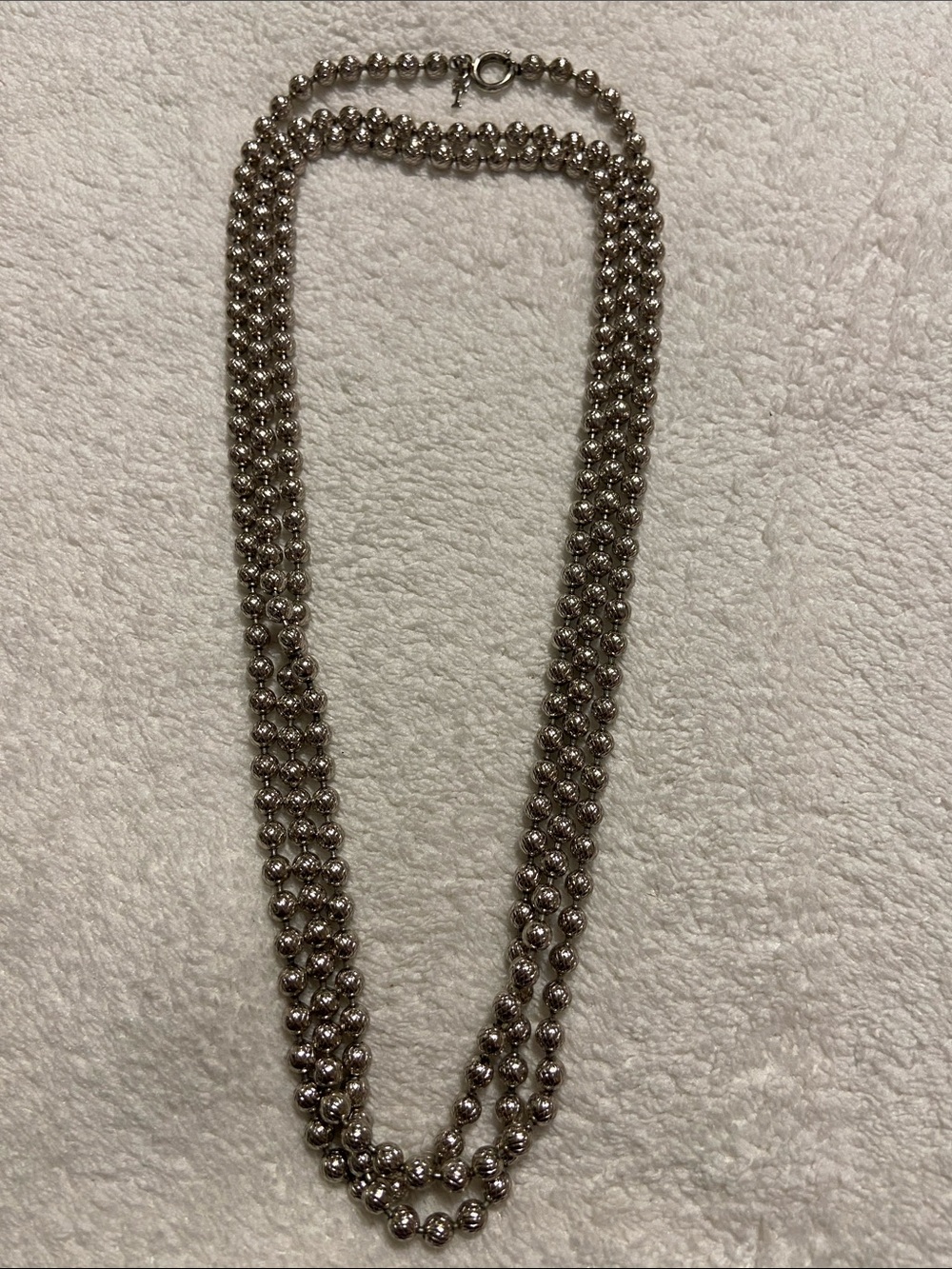 Vintage Crown Trifari Silver-Tone textured Beaded Necklace